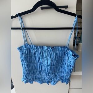 H&M Blue Smocked Camisole Top